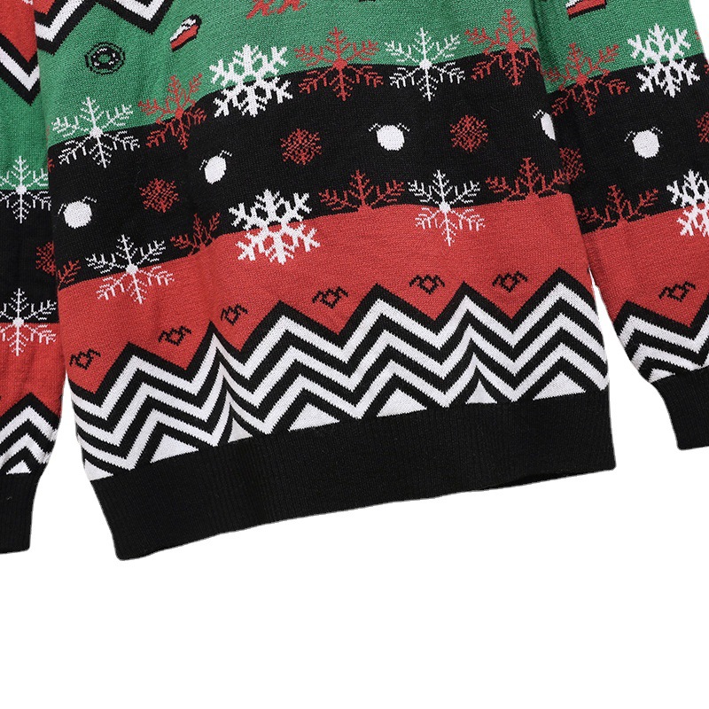 Wholesale Custom Unisex Vintage Polyester Knit Christmas Sweater - Retro Holiday Festive Knitwear