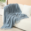 Custom Red Tasseled Knit Throw Blanket – Wholesale Soft Textured Decorative Blanket for Hotel & Airbnb