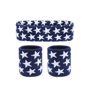 Custom Breathable Jacquard Star Sports Wristband & Headband 