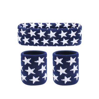 Custom Breathable Jacquard Star Sports Wristband & Headband 