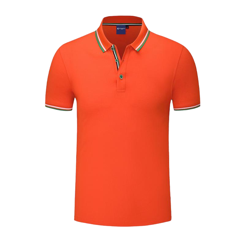 Men Classic Orange Cotton Business Polo Shirt 