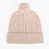 Custom Cozy Pink Cable Knit Beanie Fuzzy Pom Pom Winter Hat for Women