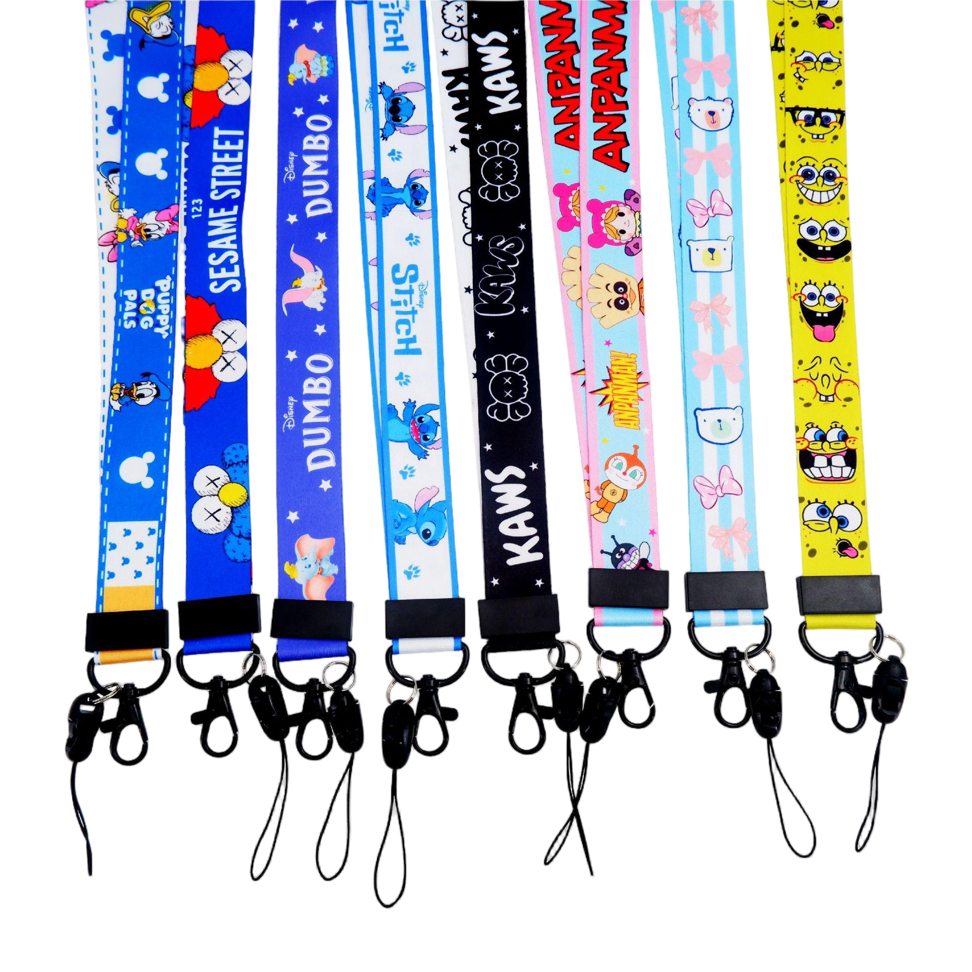 Kawaii Cartoon Lanyard, Cute Bear & Bunny Print Neck Strap for ID Badge, Phone & Keys