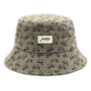 Retro Women Motorbike Pattern Bucket Hat | Khaki Cotton Sun Hat with Label