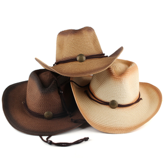Wholesale Custom Straw Cowboy Hats - Vintage Western Sun Protection Hat for Outdoor