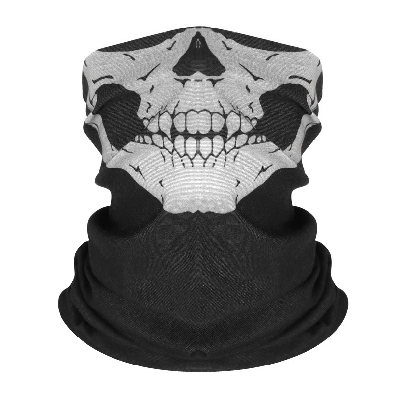 Custom Polyester Skull Print Seamless Bandana for Outdoor Activities