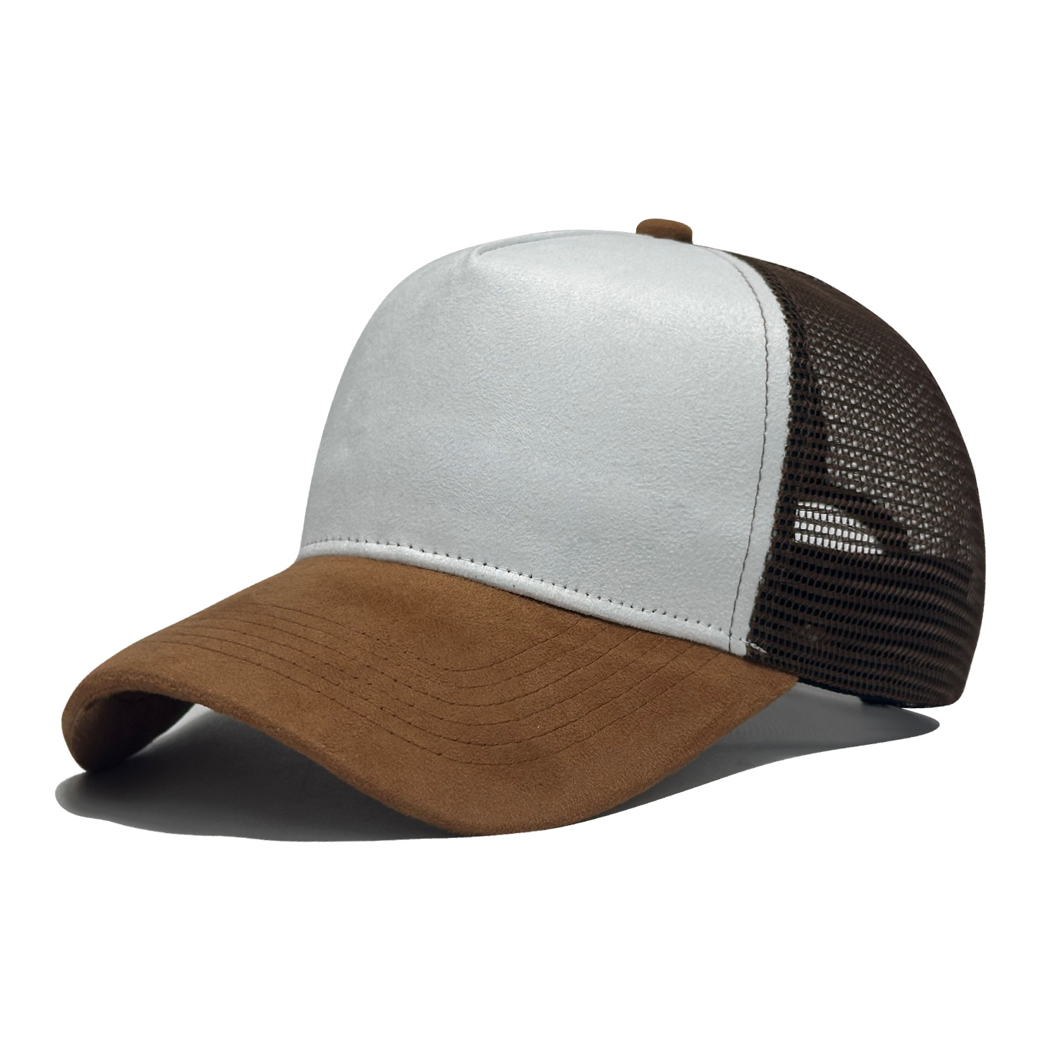 Custom Logo Suede Mesh Mesh Trucker Hat – Adjustable Baseball Cap