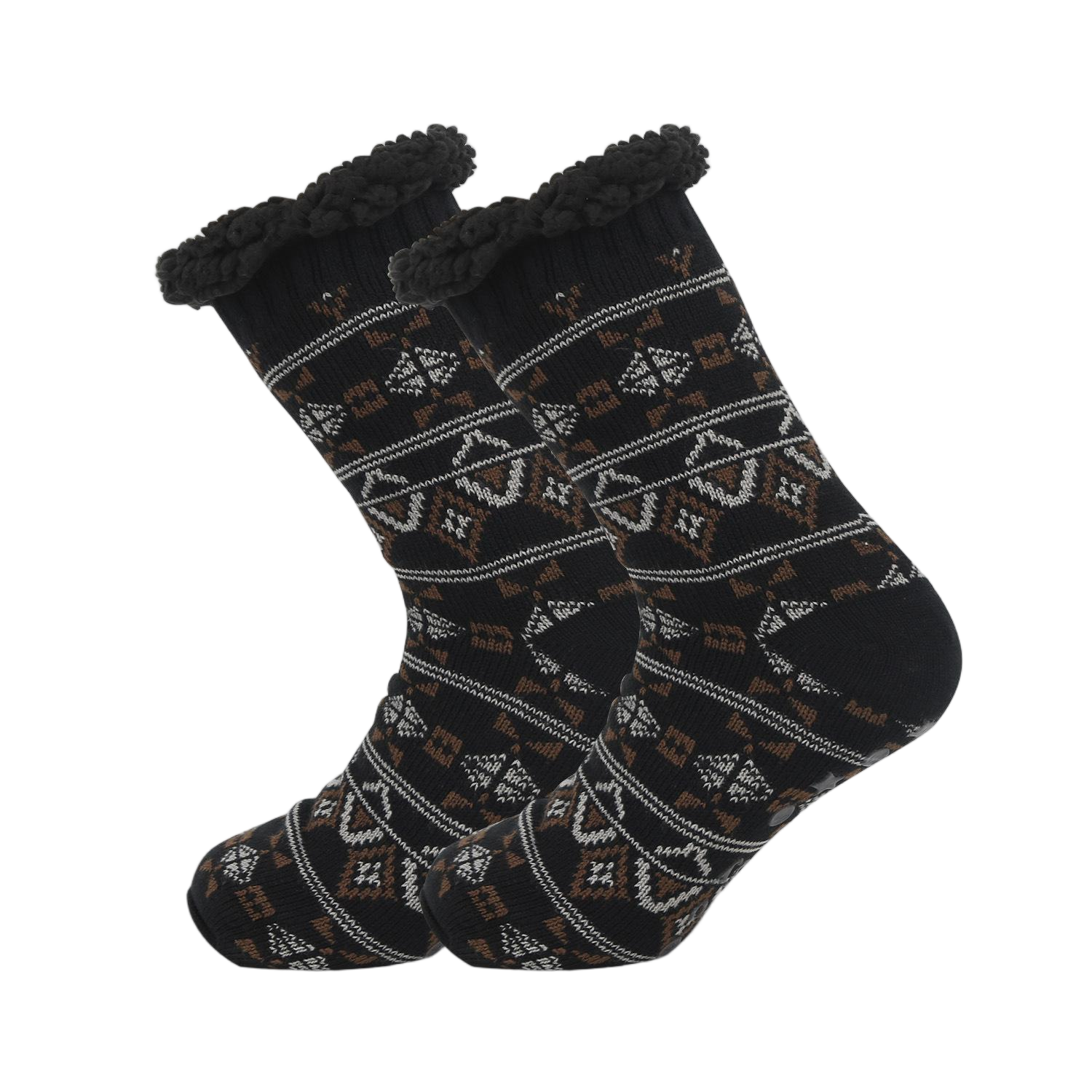Wholesale Unisex Cozy Thick Thermal Socks | Fair Isle Knit with Sherpa Cuff for Cold Weather