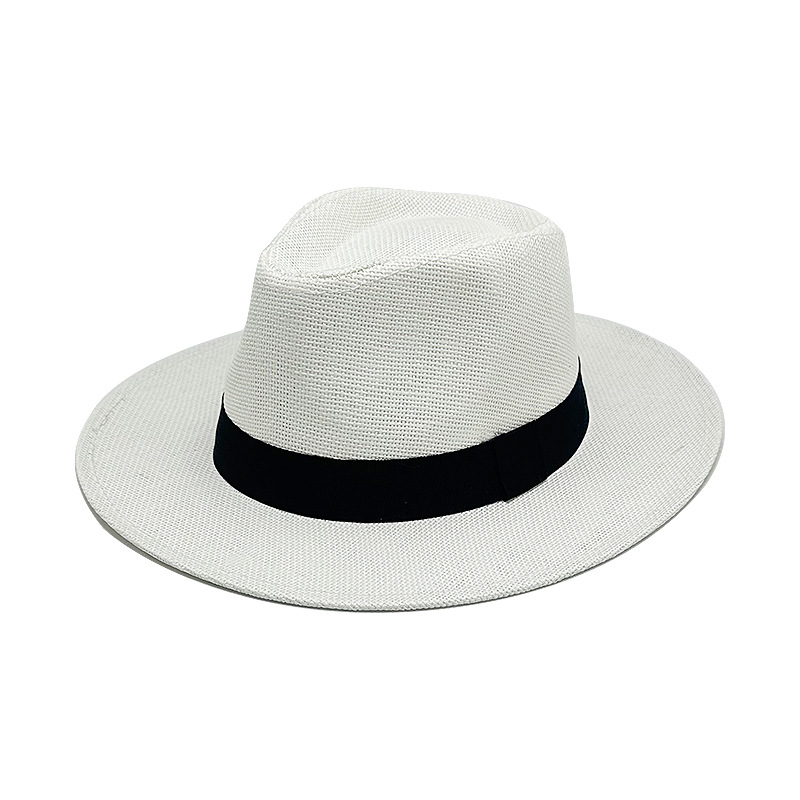 Retro Panama Style Straw Hat – Customizable Wide Brim Sun Protection Hat