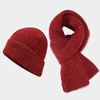 Heather Tan Knit Beanie and Scarf Set – Warm Ribbed Winter Hat & Scarf for Men & Women