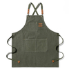Heavy Duty Canvas Tool Apron | Cross-Back Bib Apron with Leather Straps for Cooking, Grilling & Woodworking