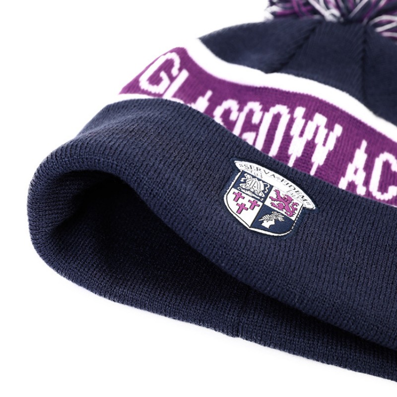 Custom Embroidery Logo Unisex Knit Football Beanie Acrylic Warm Hat Cap