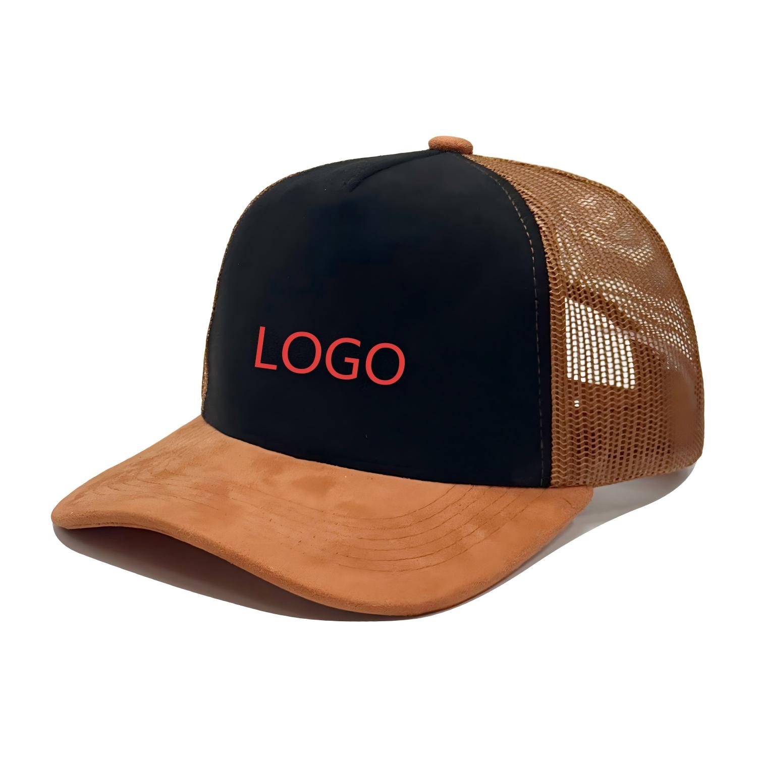 Wholesale Blank Suede Panel Trucker Hat Two‑Tone Mesh Back Snapback Baseball Cap