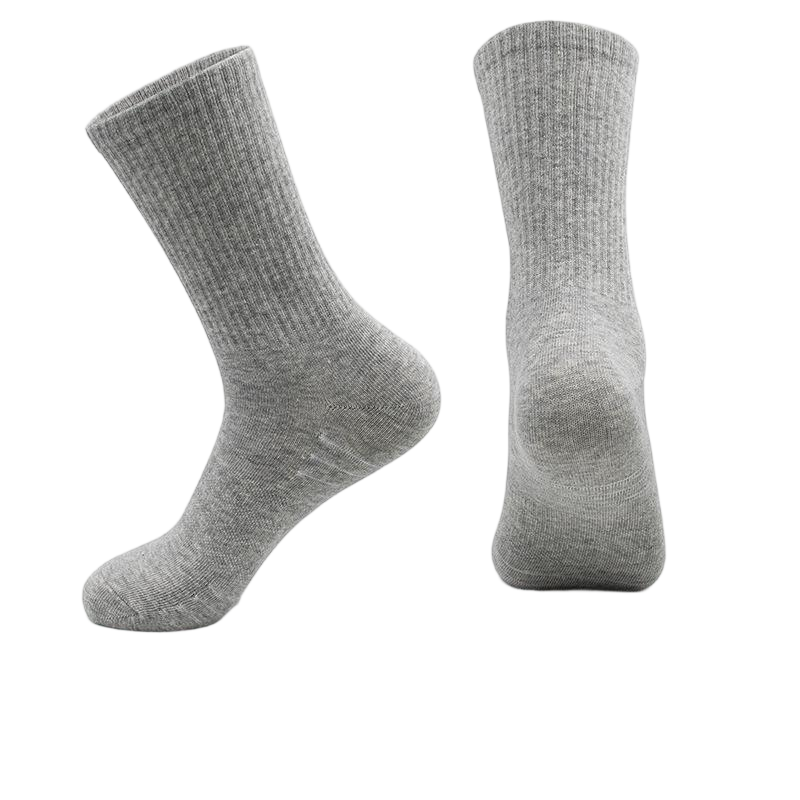 Wholesale Crew Sports Socks, Ribbed Cuff Cotton Athletic Mid‑Calf Socks 