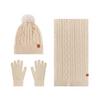 Wholesale 3-Piece Winter Polyester Cozy Cable Knit Set: Beanie, Scarf, Gloves - In Stock Now