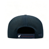 Color‑Block Laser Perforated Quick‑Dry Trucker Snapback Hat with Leather Patch & Rope Detail
