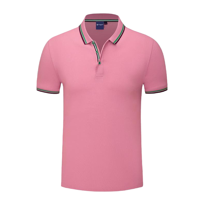 Men Classic Pink Cotton Business Polo Shirt 