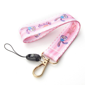 Wholesale Custom Pink Lace Print Lanyard with Gold Hook