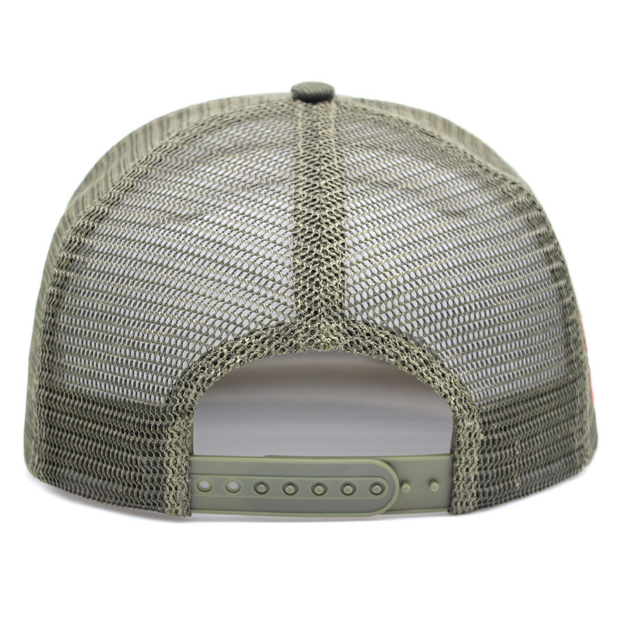 Olive Green Mesh Back Trucker Hat Custom Patch Logo Cap