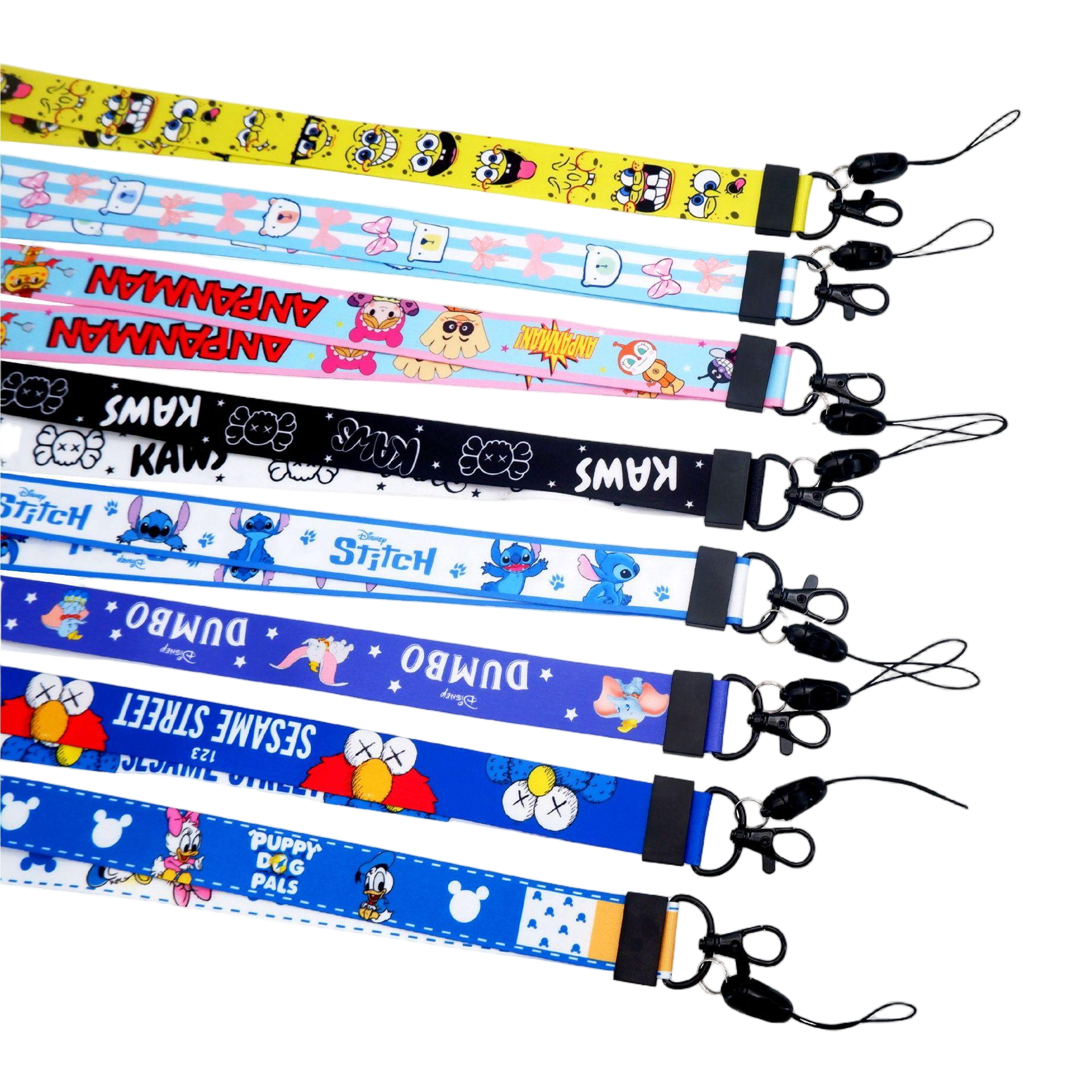 Kawaii Cartoon Lanyard, Cute Bear & Bunny Print Neck Strap for ID Badge, Phone & Keys