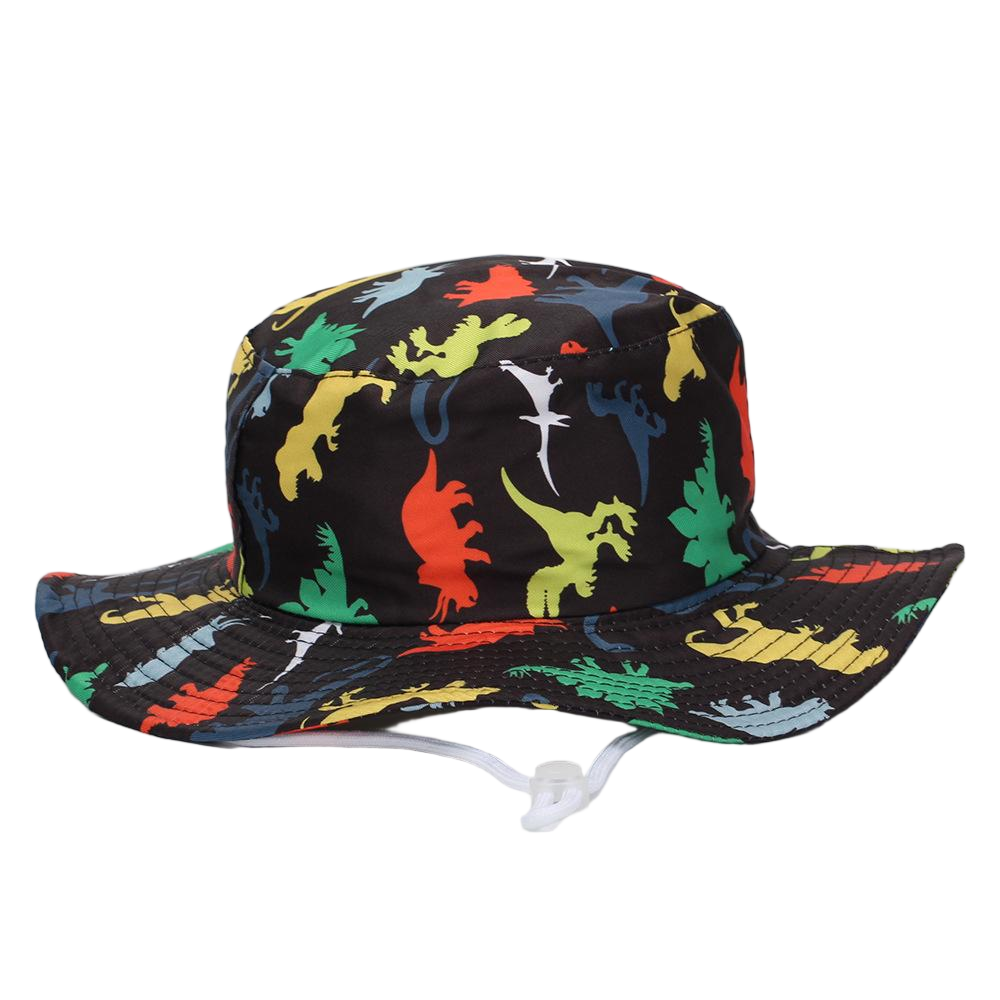 Fashion Priint Logo Kids Cotton Wide Brim Sun Protection Bucket Hat