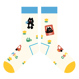Playful Kitten Print Cotton Socks | Colorful Novelty Crew Socks for Women & Girls