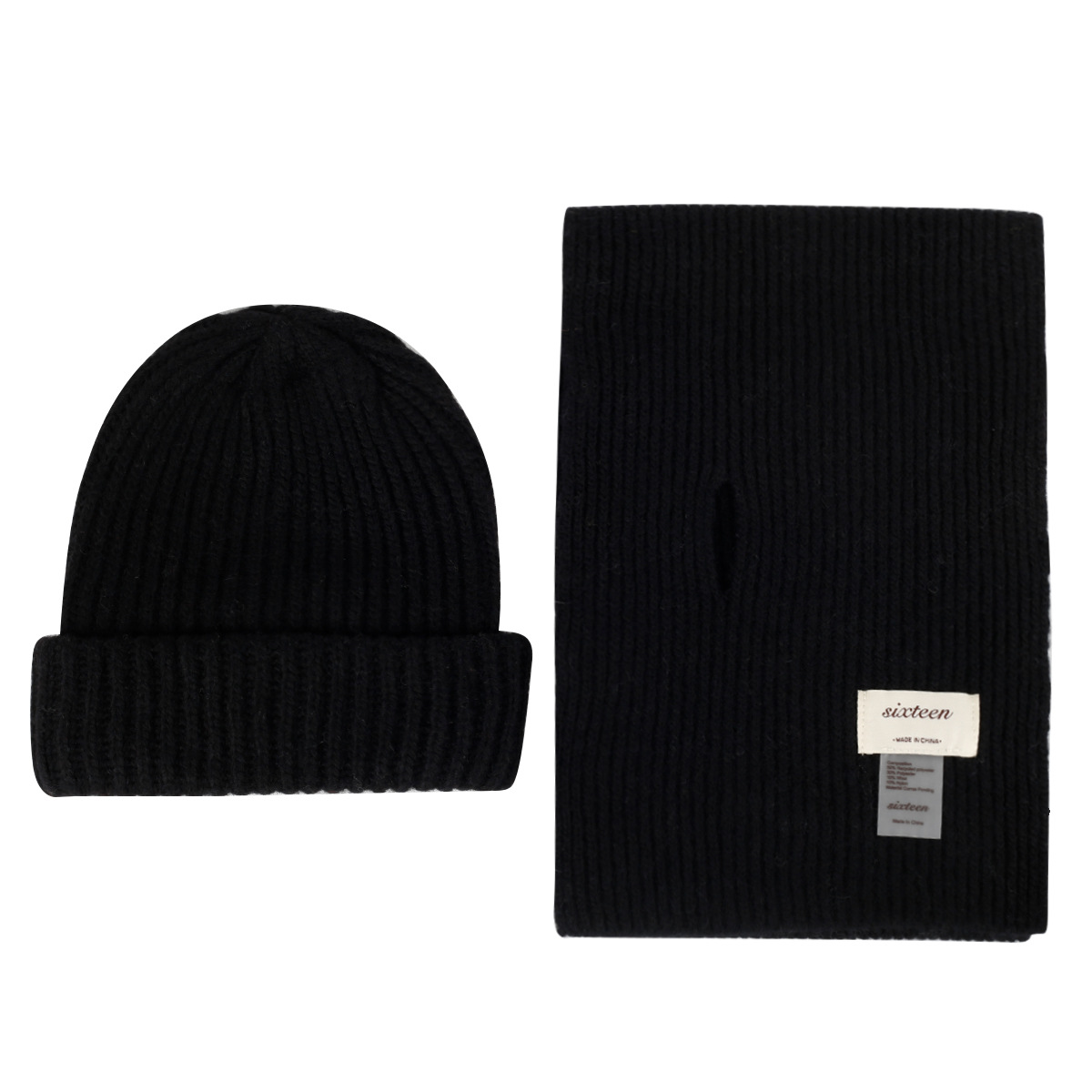Ribbed Knit Beanie & Scarf Set – Winter Warm Matching Hat Scarf Combo