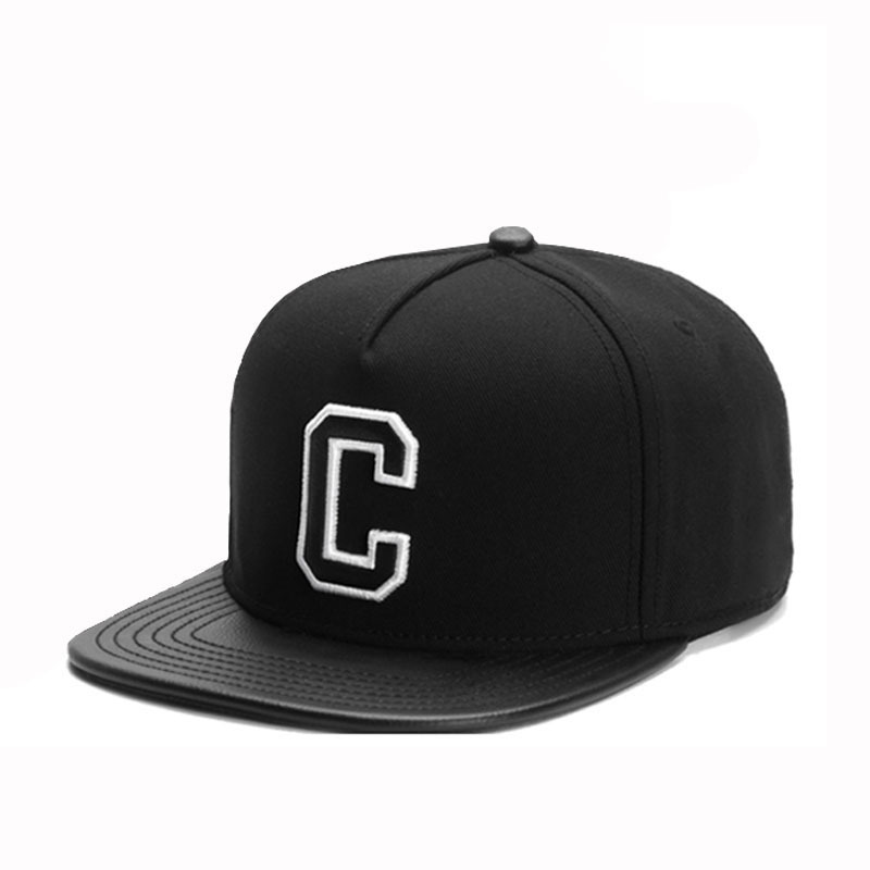 Customizable Logo Embroidered Cotton Flat Brim Snapback Cap 