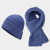 Heather Tan Knit Beanie and Scarf Set – Warm Ribbed Winter Hat & Scarf for Men & Women