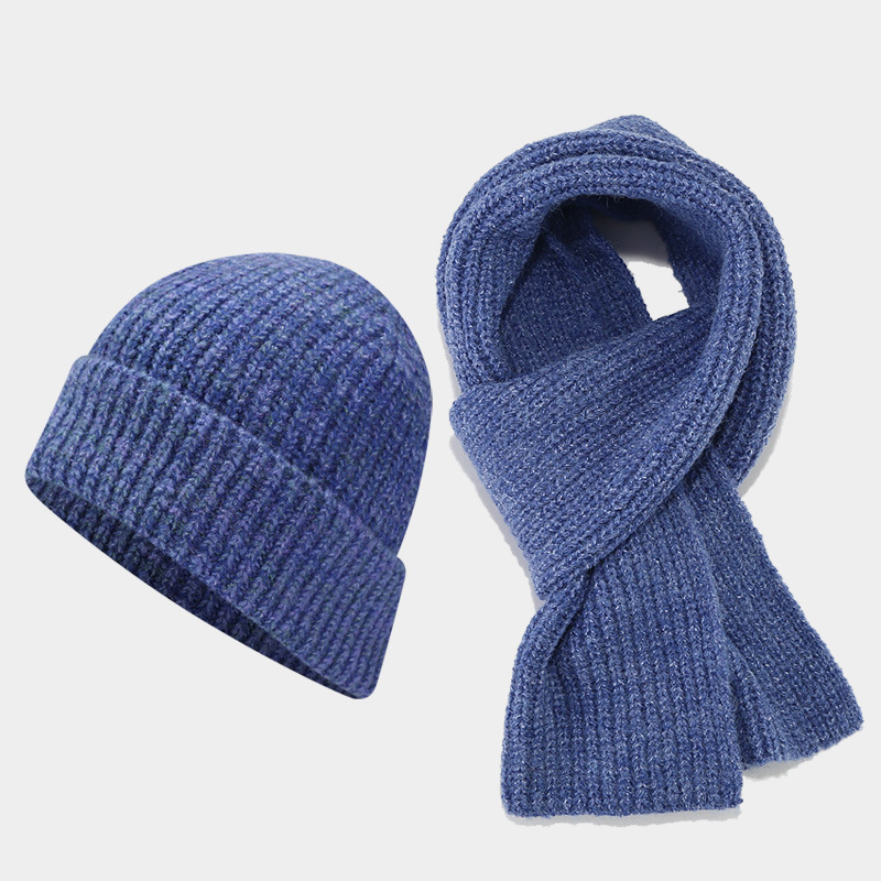 Heather Tan Knit Beanie and Scarf Set – Warm Ribbed Winter Hat & Scarf for Men & Women