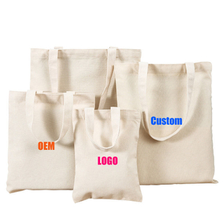Wholesale Plain Canvas Tote Bags Custom Logo Multi‑Size Blank Cotton Shopping Handbags 