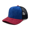 Wholesale Blank Suede Panel Trucker Hat Two‑Tone Mesh Back Snapback Baseball Cap