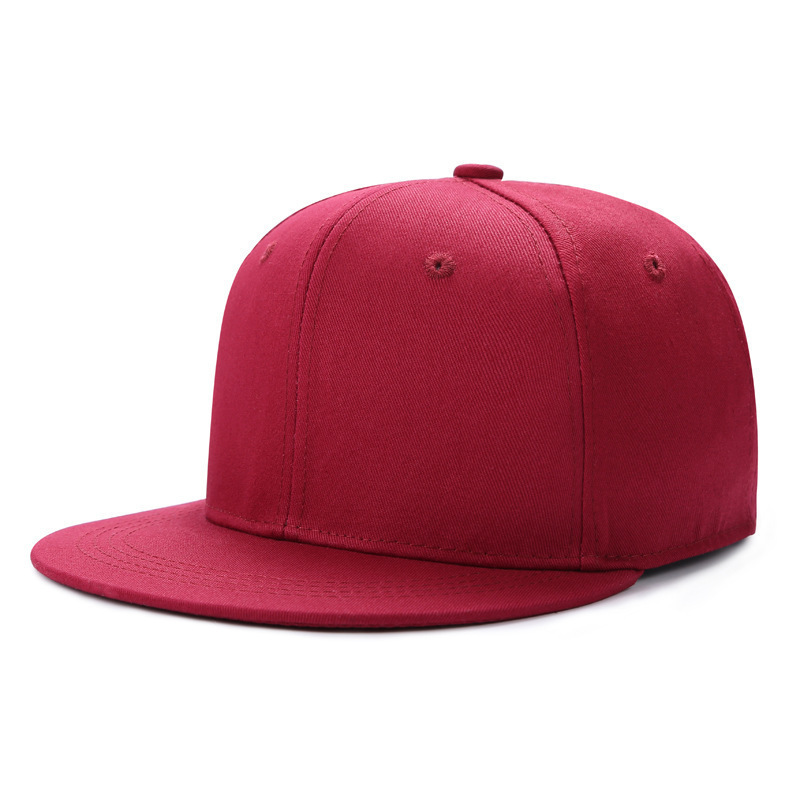 Wholesale Poolyester Plain Snapback Caps, Solid Color Blank Flat Bill Baseball Hats