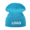 Custom Logo Knit Beanie Solid Red Cuffed Winter Warm Acrylic Skull Cap For Men Women