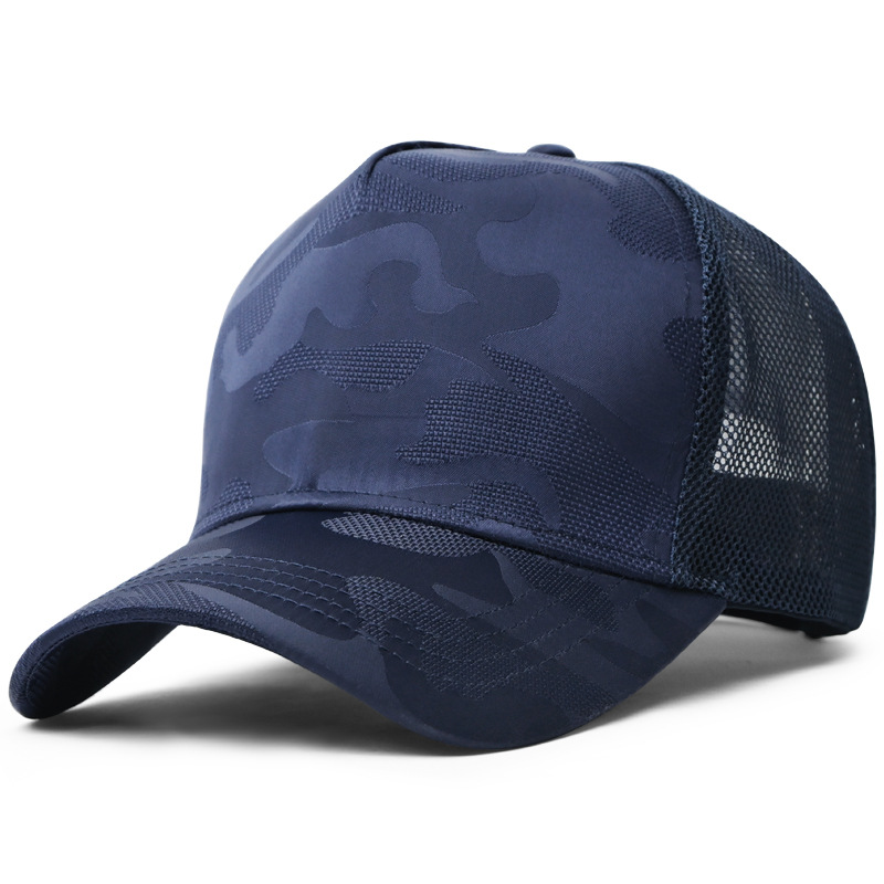 Camo Mesh Trucker Cap Unisex Adjustable Snapback Breathable High Crown Baseball Hat