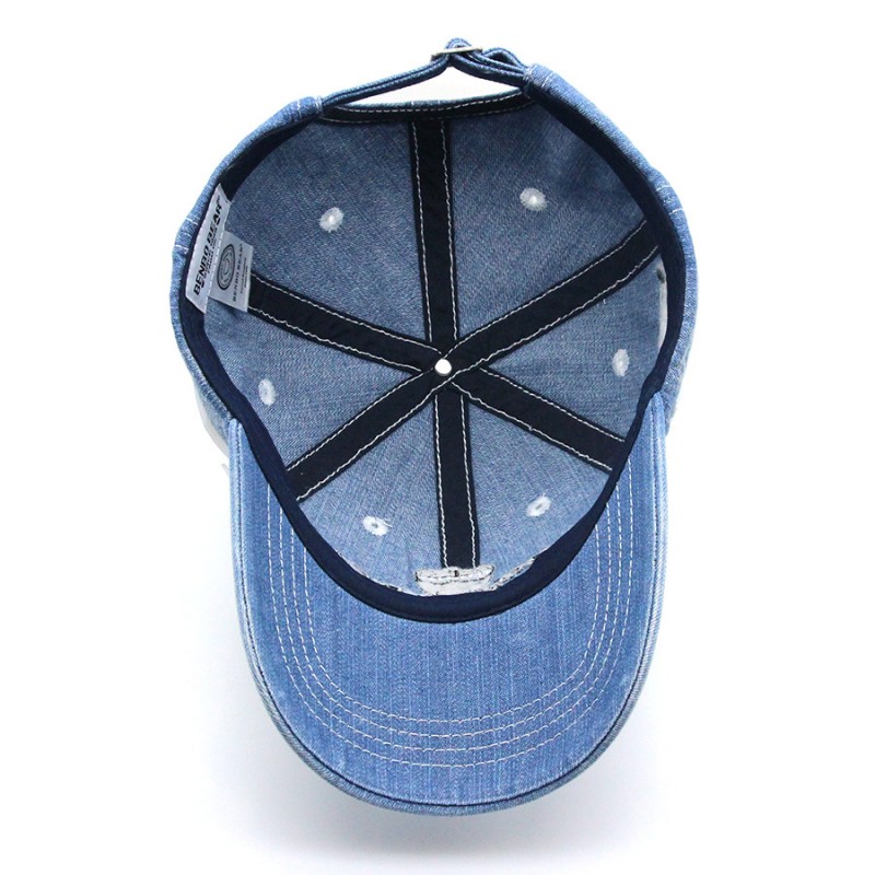 Vintage Washed Denim Baseball Cap with Embroidered BENBO BEAR – Custom Wholesale for Men & Women