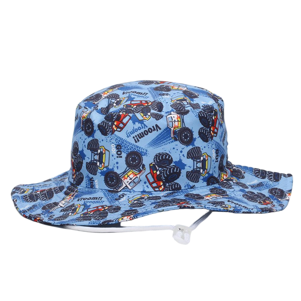 Fashion Priint Logo Kids Cotton Wide Brim Sun Protection Bucket Hat