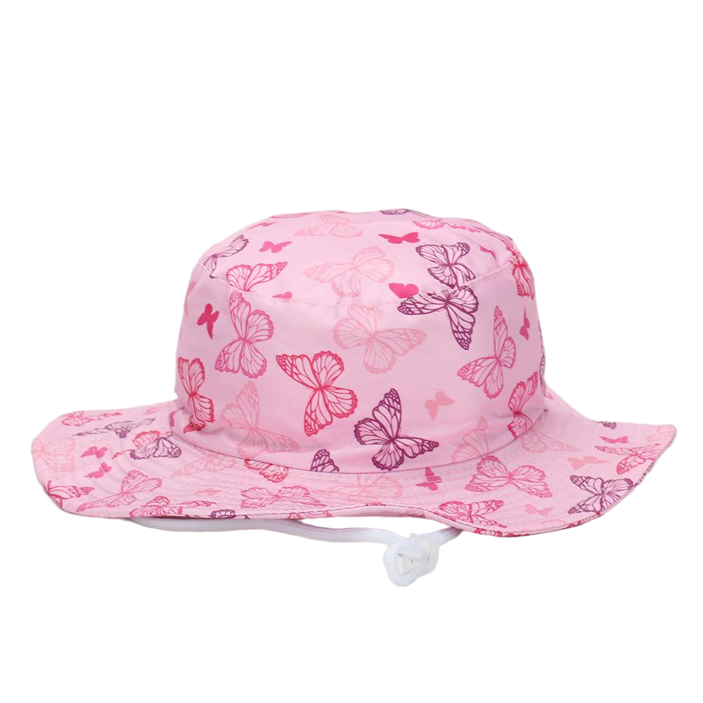 Wholesale Fashion Pink Print Kids Bucket Hat with Chin Strap