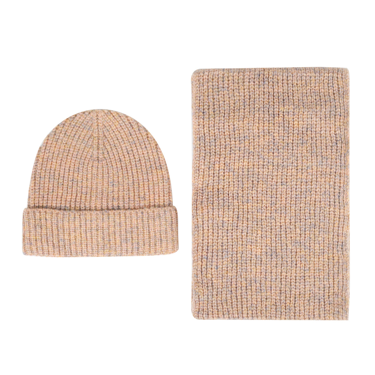 Ribbed Knit Beanie & Scarf Set – Winter Warm Matching Hat Scarf Combo