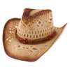 Vintage Crocheted Straw Cowboy Hat with Beaded Band