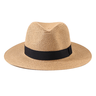 Retro Panama Style Straw Hat – Customizable Wide Brim Sun Protection Hat