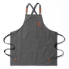 Heavy Duty Canvas Tool Apron | Cross-Back Bib Apron with Leather Straps for Cooking, Grilling & Woodworking