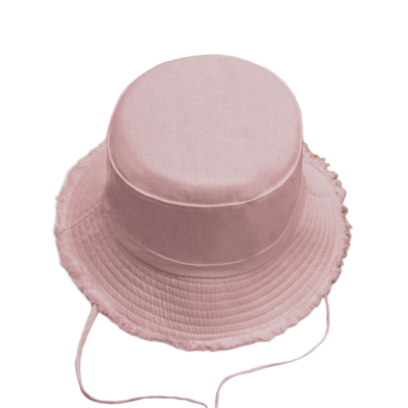 Custom Logo Fringe Brim Bucket Hats Bulk Cotton Adjustable Wind Lanyard Fisherman Cap