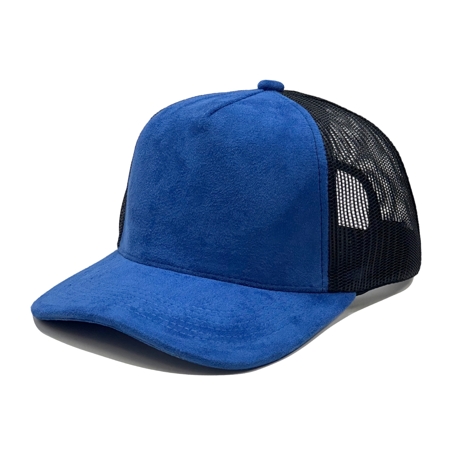 Wholesale Blank Suede Panel Trucker Hat Two‑Tone Mesh Back Snapback Baseball Cap