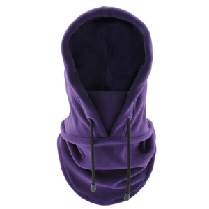 Adjustable Drawstring Fleece Hooded Balaclava – Custom Logo Winter Neck Gaiter for Skiing, Hiking & Cycling 