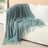 Custom Red Tasseled Knit Throw Blanket – Wholesale Soft Textured Decorative Blanket for Hotel & Airbnb