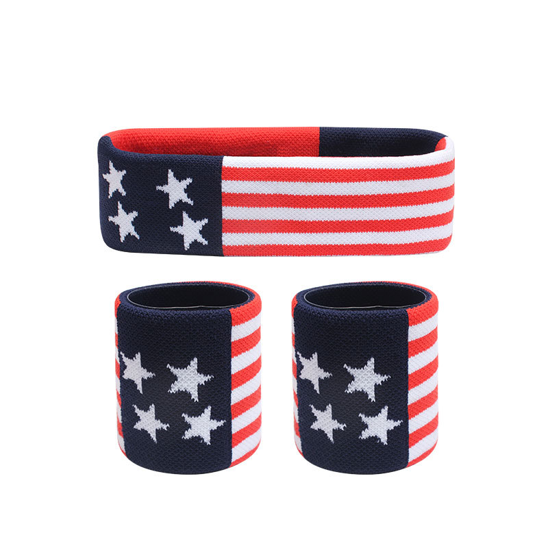 Custom Breathable Jacquard Star Sports Wristband & Headband 