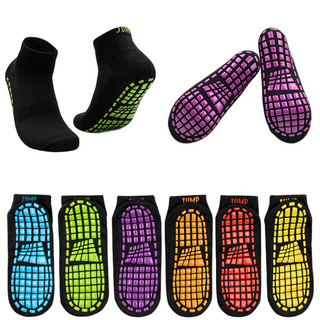 Wholesale Non-Slip Grip Socks for Trampoline Parks - Anti-Skid Cotton Socks for Adults & Kids