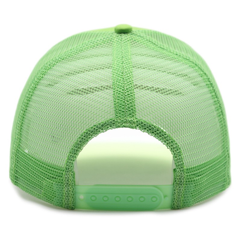 Custom Neon Green Trucker Hat with Transparent PVC Brim & Embroidered Logo – Wholesale