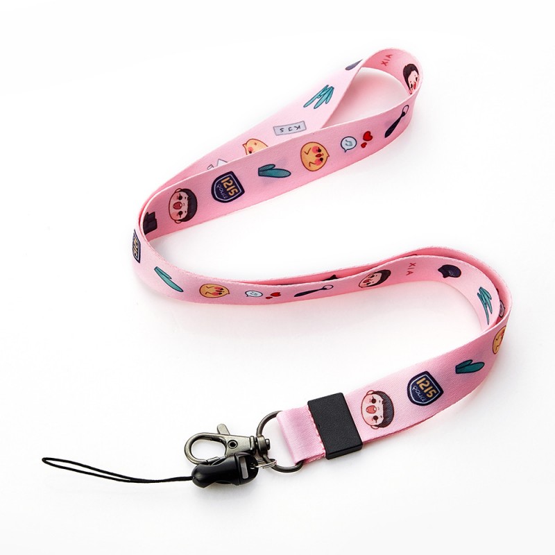Wholesale Custom Pink Lace Print Lanyard with Gold Hook